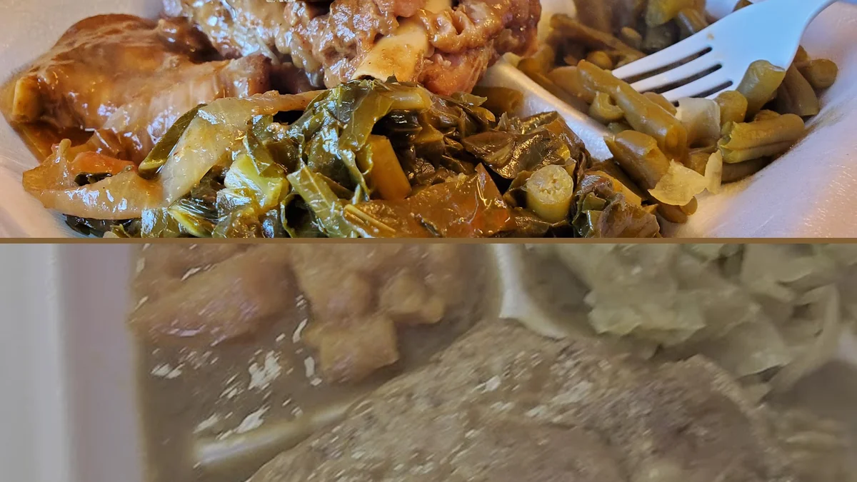Takeout containers beside a simple meal spread.