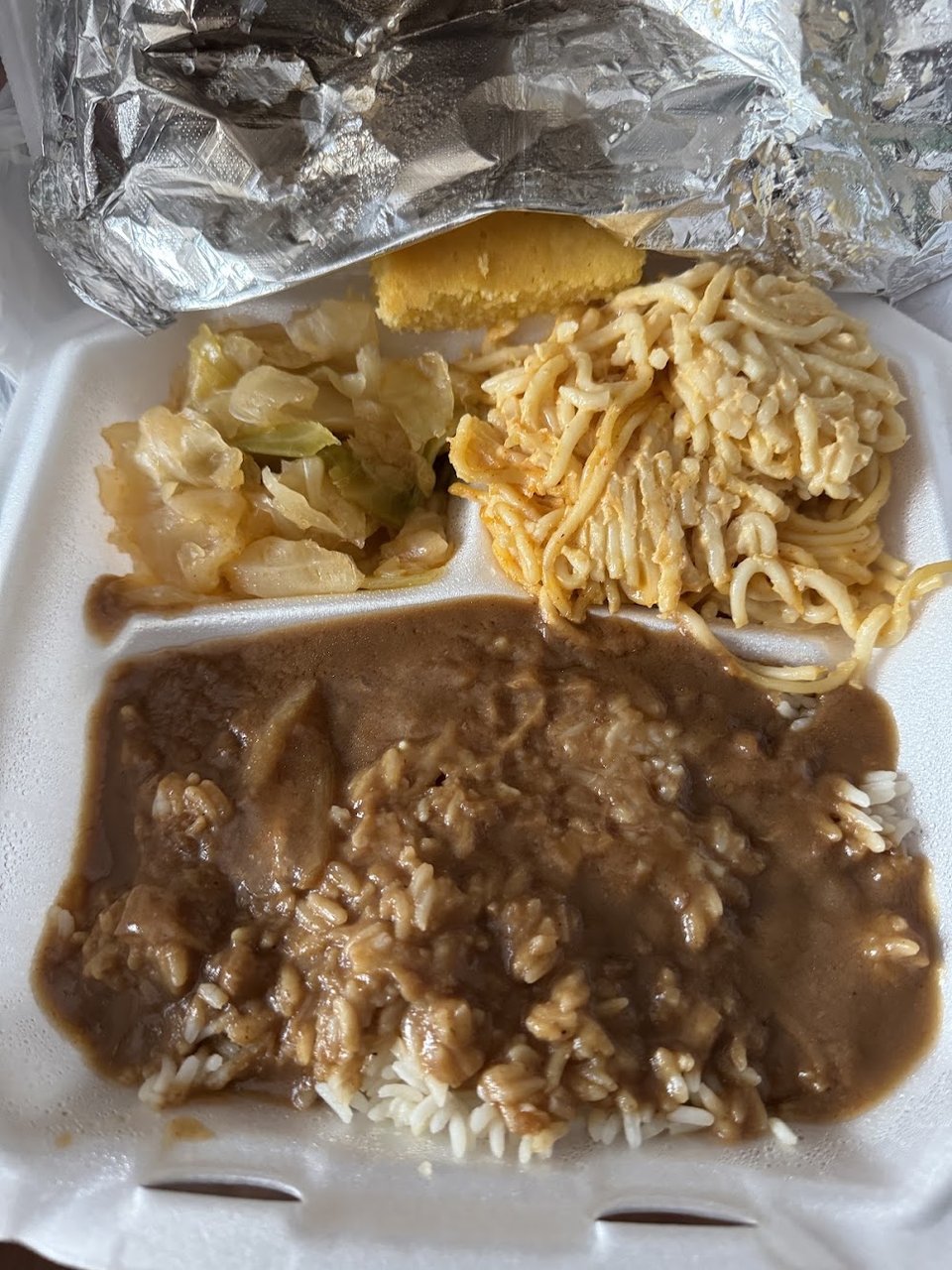 Rice and Gravy Spaghetti and Cheese Cabbage
